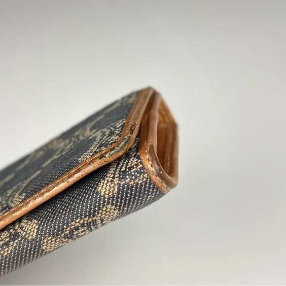 Rare Denim CELINE Triomphe Paris Macadam Continental Wallet Indigo/Bronze - Picture 6 of 10